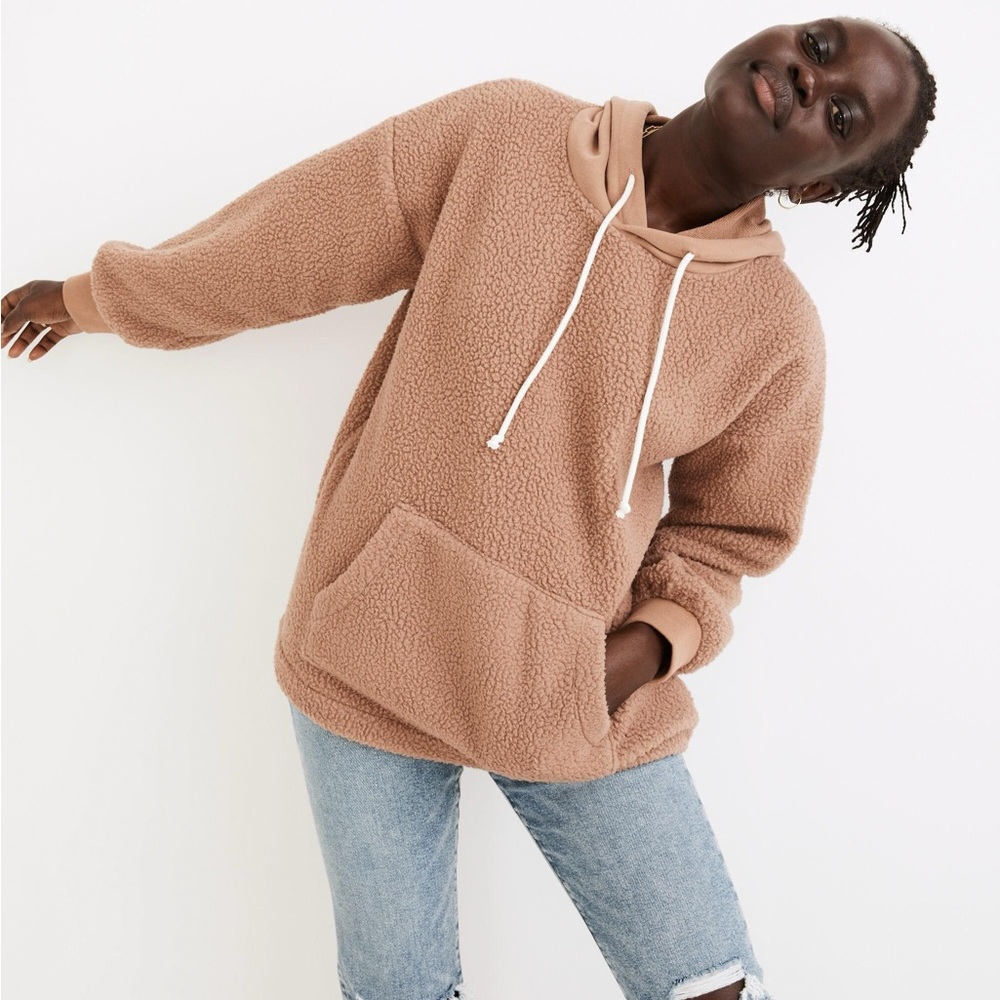 Madewell (Re)sourced Fleece‎ Bubble-Sleeve Hoodie Sweatshirt